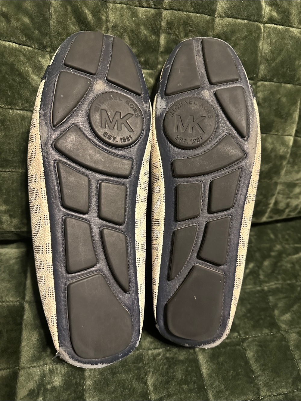 Michael Kors Navy & White MK Signature Logo Ballet Flats with Gold Hardware - Picture 8 of 16